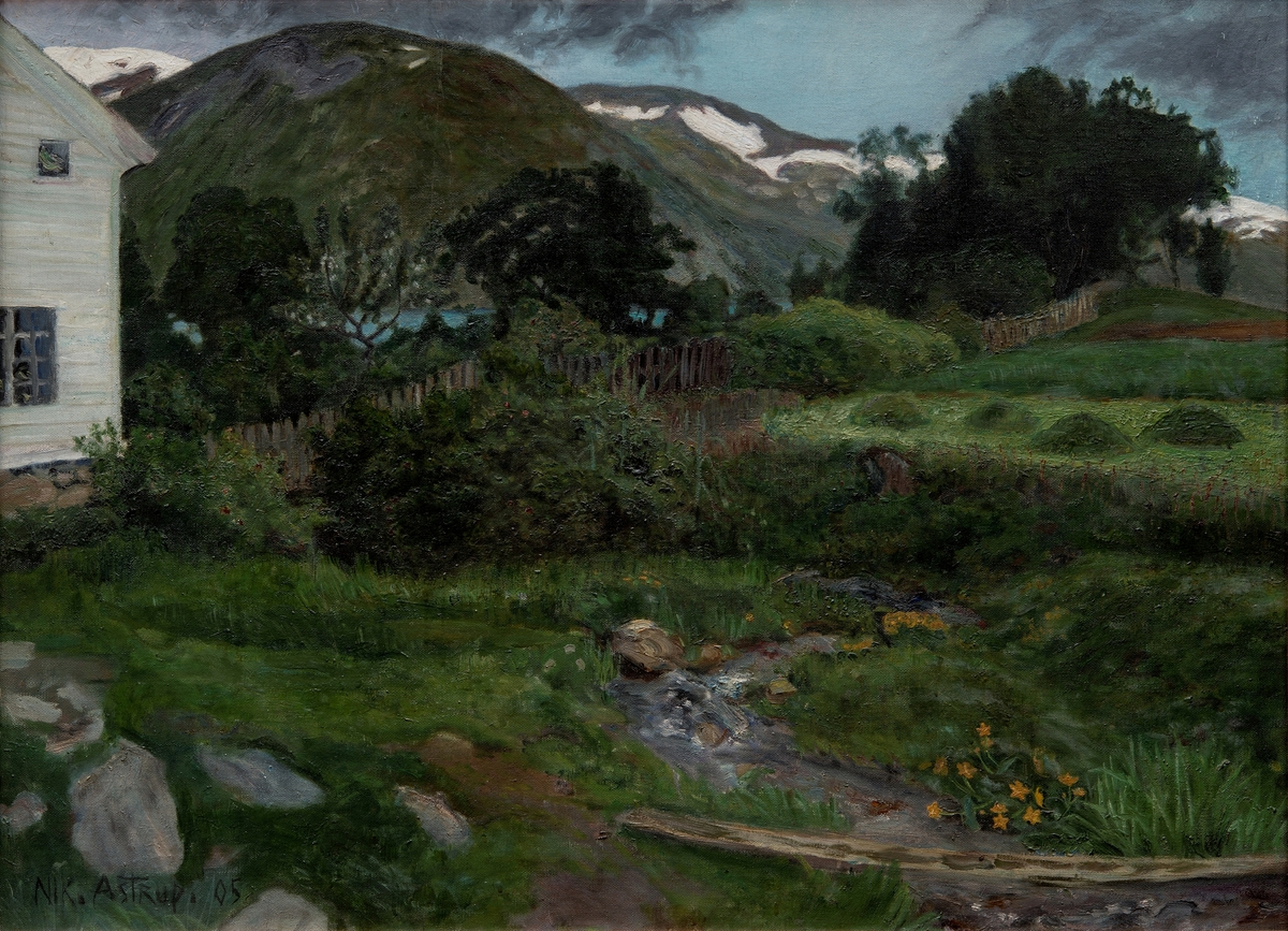 Prestegårdsjordet i Jølster [Maleri]