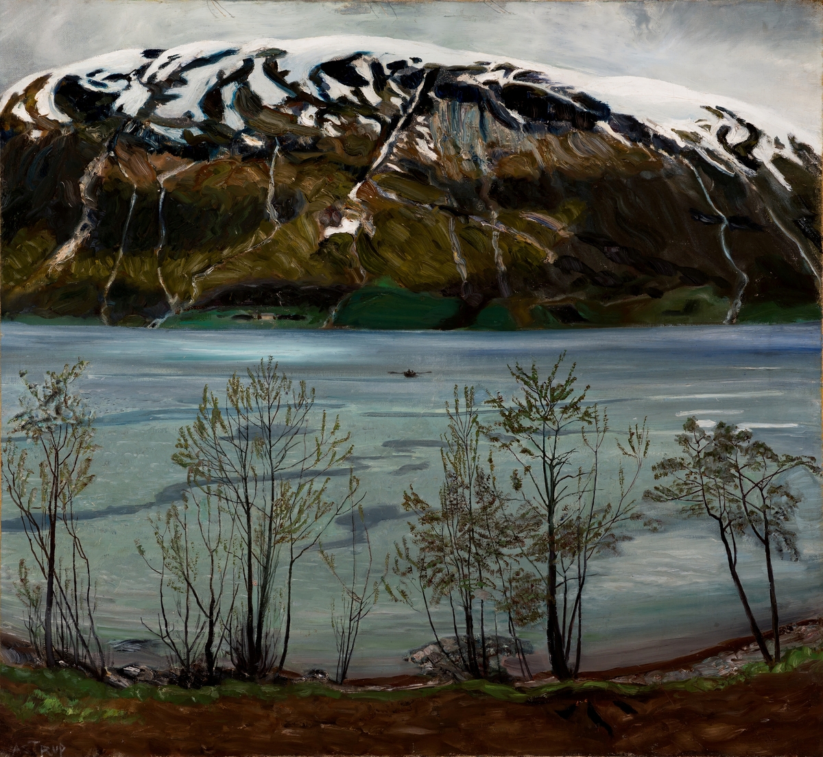 Grå vårkveld [Olje på lerret]