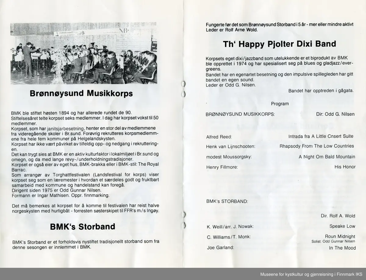 Program Festivalkonsert 11. juni 1988
1898-1988 Honningsvåg Musikkforening 90 år