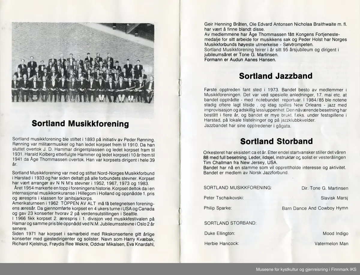 Program Festivalkonsert 11. juni 1988
1898-1988 Honningsvåg Musikkforening 90 år