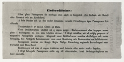 Biljett för resa Hudiksvall – Stockholm på ångfartyget NORRL