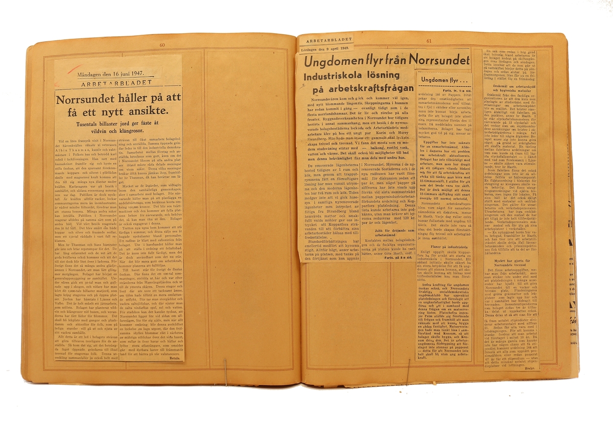 Pressklipp - från Papperindustriarbetareförbundet, Norrsundet avd 146.