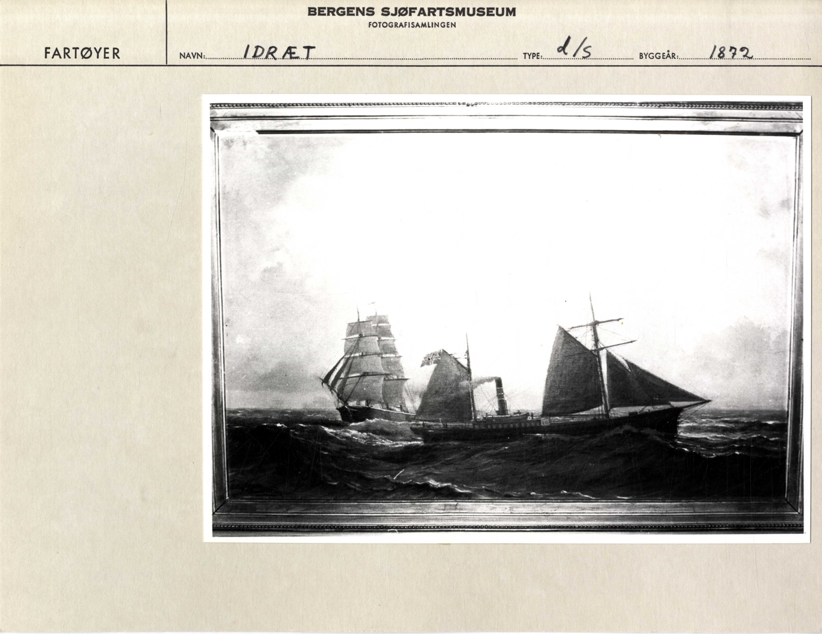 Foto av maleri. DS IDRÆT (1872) til sjøs