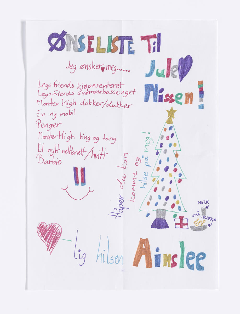 Brev til julenissen. MiA.