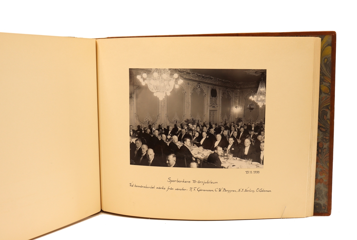 Diverse bilder från Gefleborgs läns sparbanks verksamhet på kyrkogatan 33 i Gävle. Mellan åren 1903 - 1947.