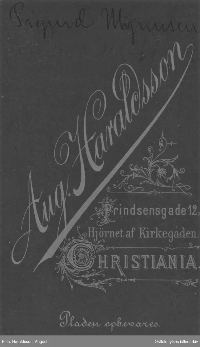 Portrett, visittkort, av Sigurd Magnusen.