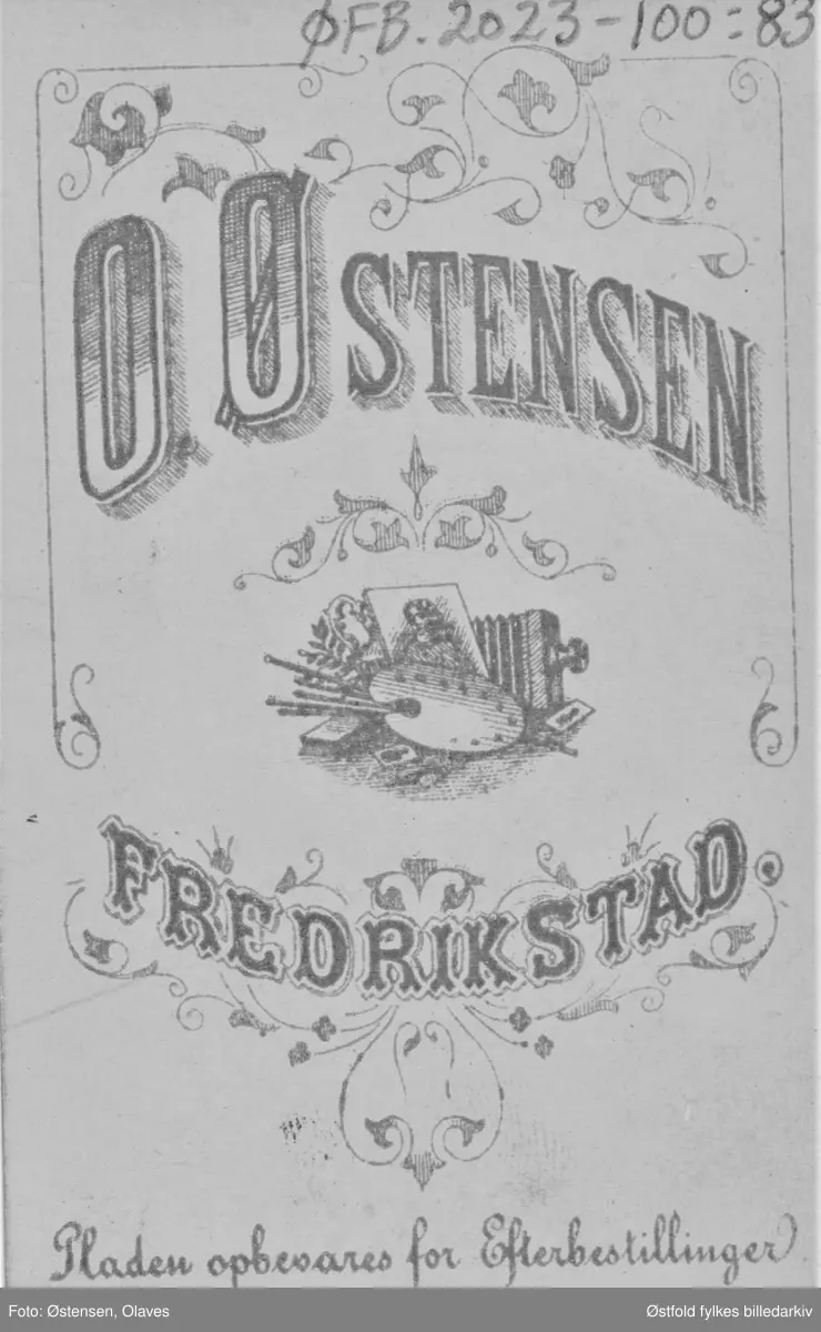 Visittkort, portrett i atelier av kvinne.