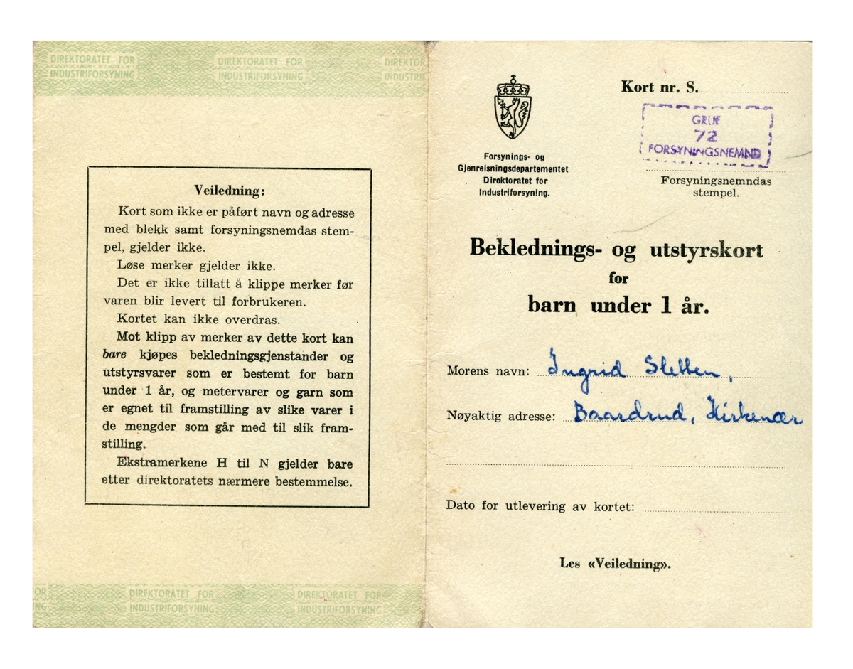 Rasjoneringskort og kvitteringer.