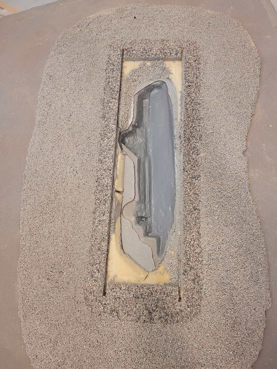 "Skeppsvalvet". Modell till alternativ för den planerade övertäckningen av vraket M/S Estonia. Modellen är utförd i september 1995. Modellen utan monter visande endast själva övertäckningen. Valvet är delbart och löst i två sektioner med fartygsmodell av M/S Estonia som vrak under.