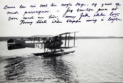 Postkort, Hamar, Hamarbukta, Flyoppvisning, dobbeldekker nr 