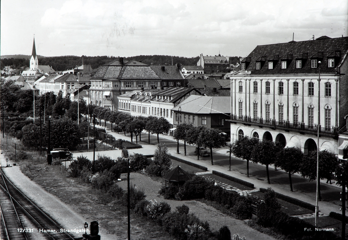 Postkort, Hamar, strandgateparken, strandgatehagene, Strandgata 23 ...