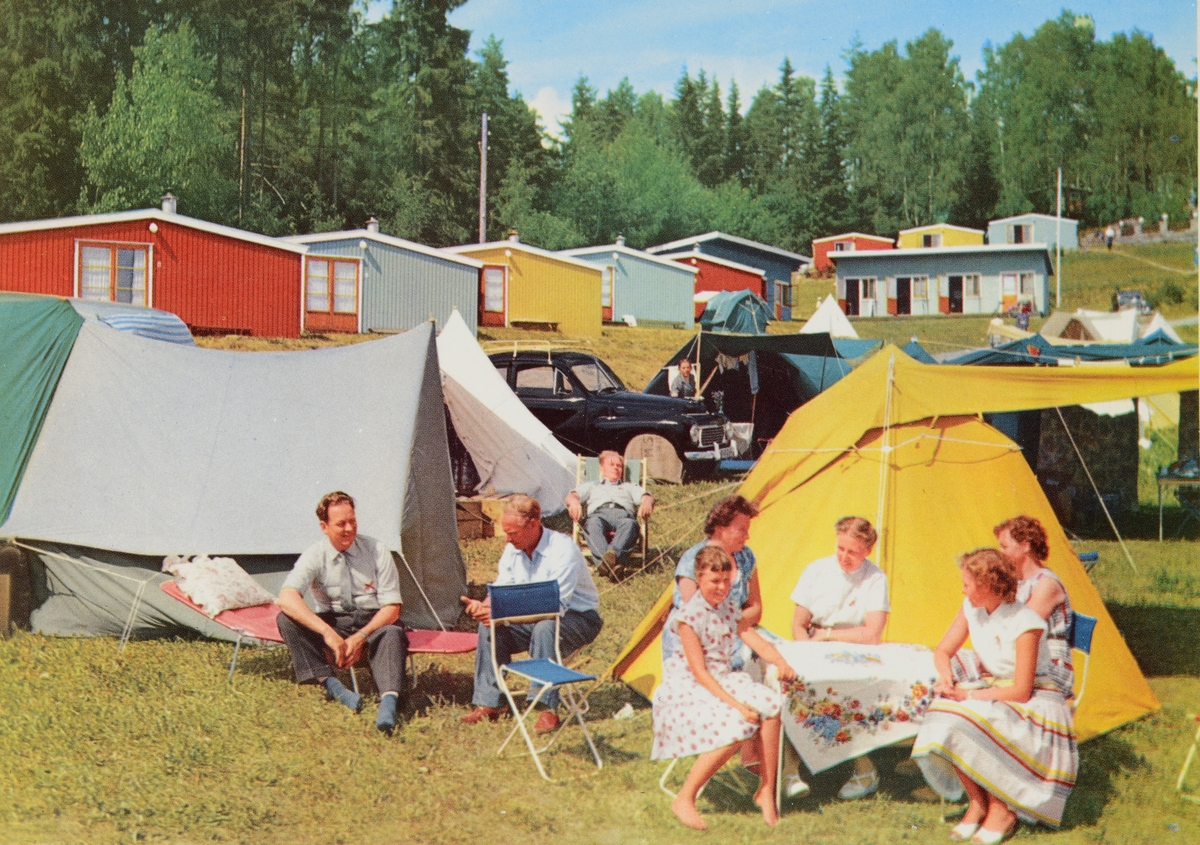 Postkort, Hamar, Campinghytter og telt på Hedmarktoppen camping og motell, Alhaug,