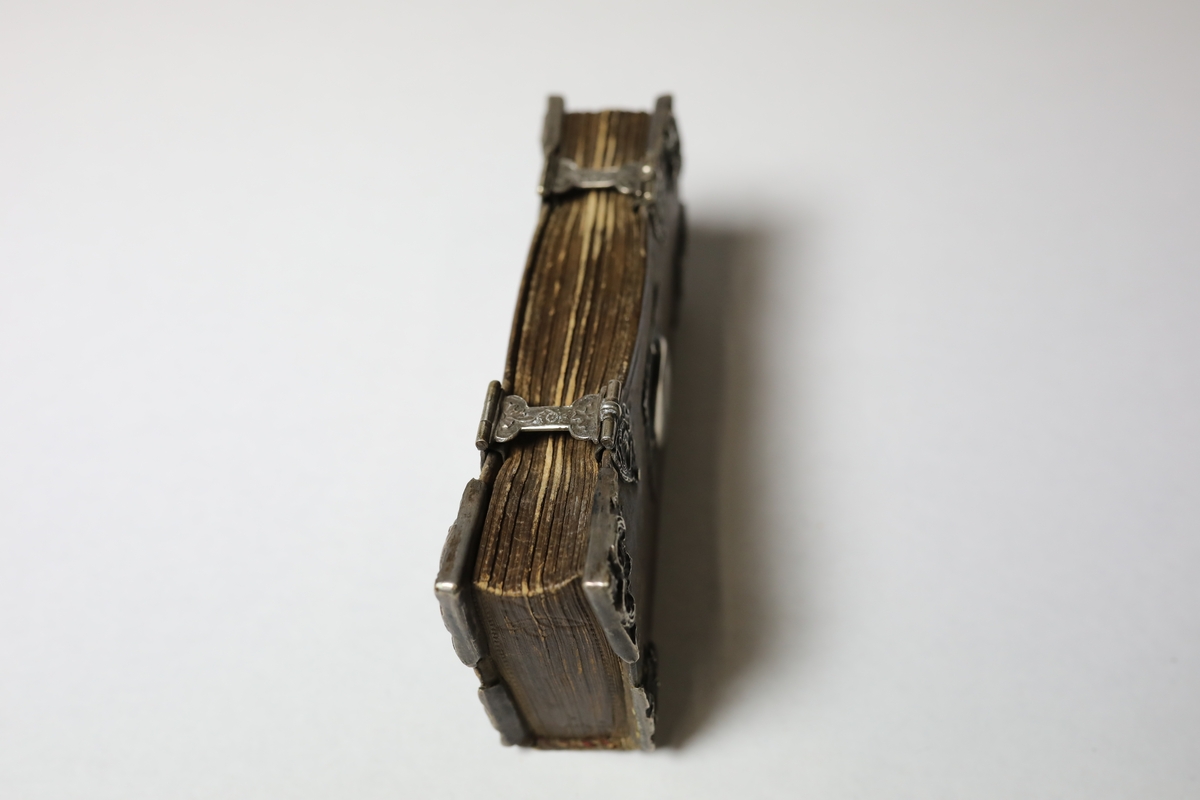 Th. Kingos, bundet i brunt kalveskinn med sølvbeslag, permens midtbeslag oval bue omgitt av graverte blad, hjørnebeslag og spenner.

Hjørnebeslagene er støpte - musling omgitt av blad. Spennene er støpte profilhoder og blad. Skinnet prydet med blindtrykk, bl.a. F5S dobbeltmonogram