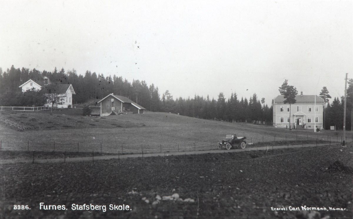 Postkort, Ringsaker, Furnes, Stavsberg skole,