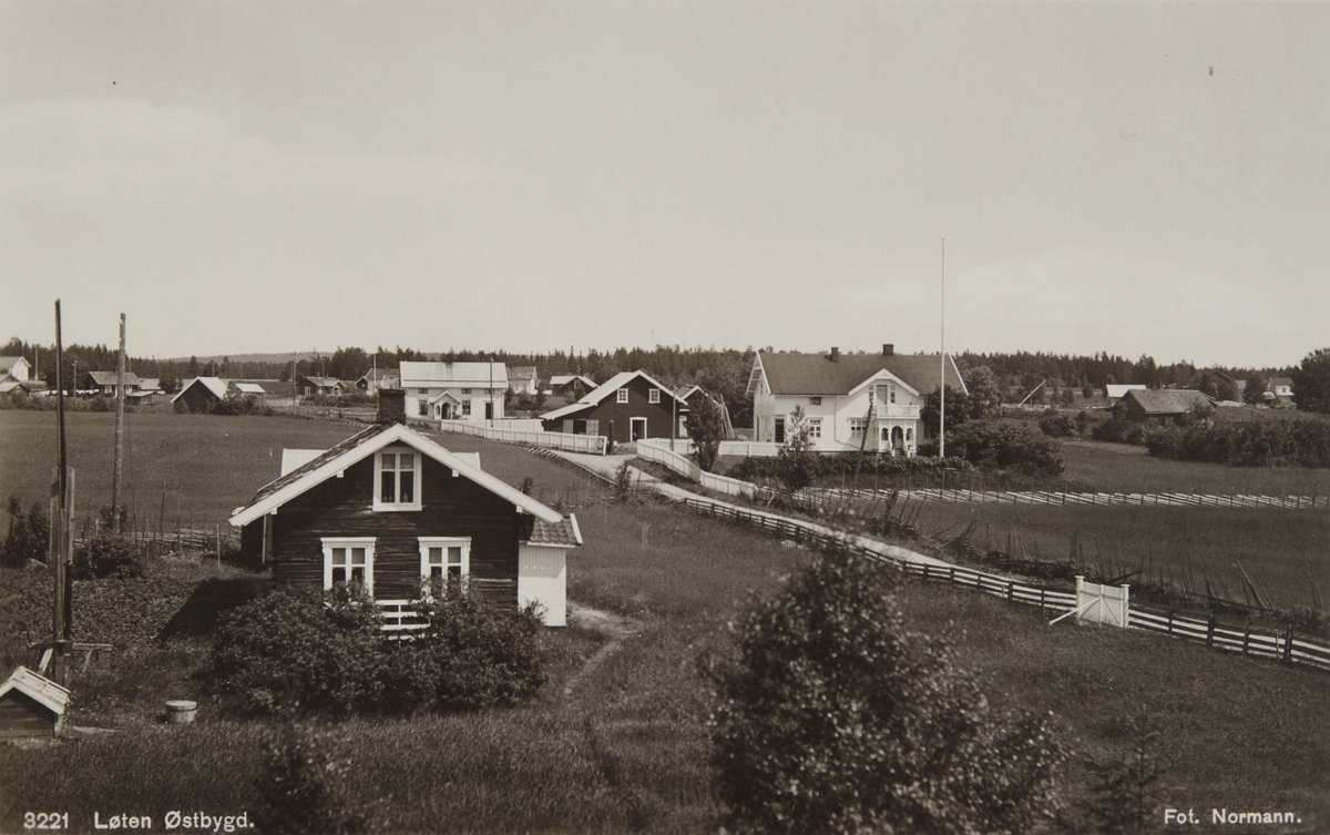 Postkort, Løten, Midtre bygdelag: Østbygda, boligbebyggelse, villaer,