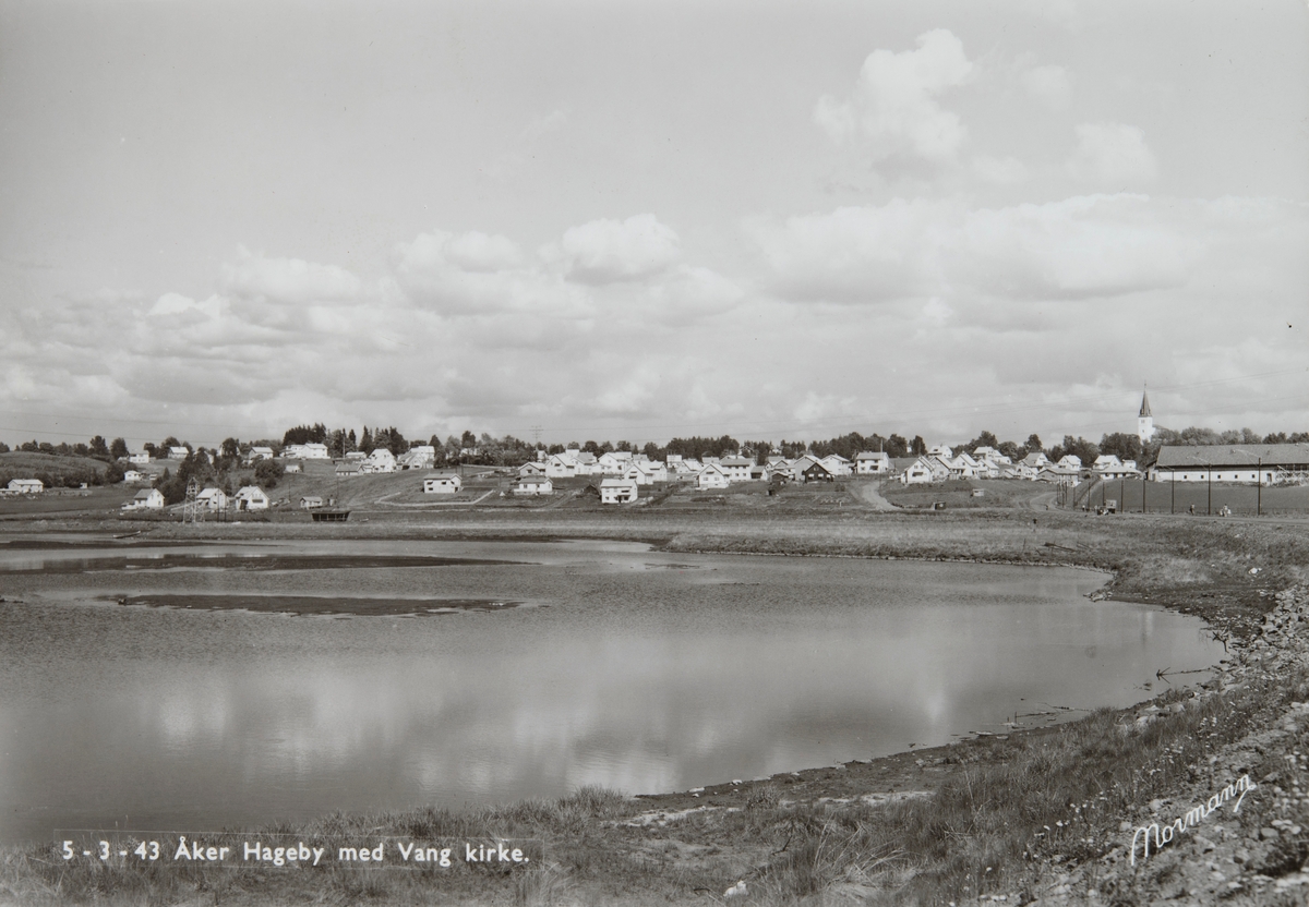 Postkort, Vang, Ridabu, Åker hageby, Vangsvegen over Åkersvika,