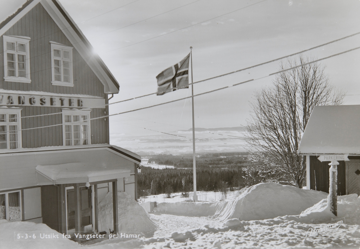 Postkort, Vang, Vangseter Hotell og Pensjonat, åpnet i 1929, vintermotiv,