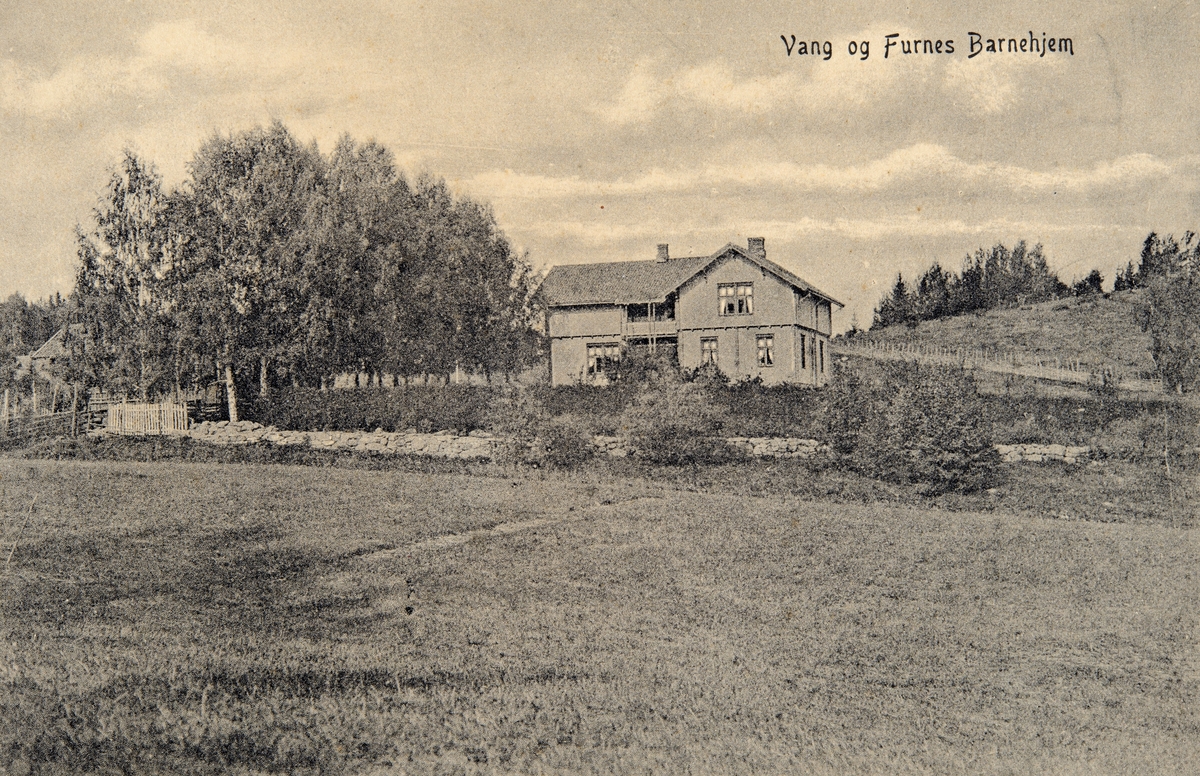 Postkort, Vang, Solvang, Bjørketun, Vang og Furnes barnehjem, bygd i 1880,