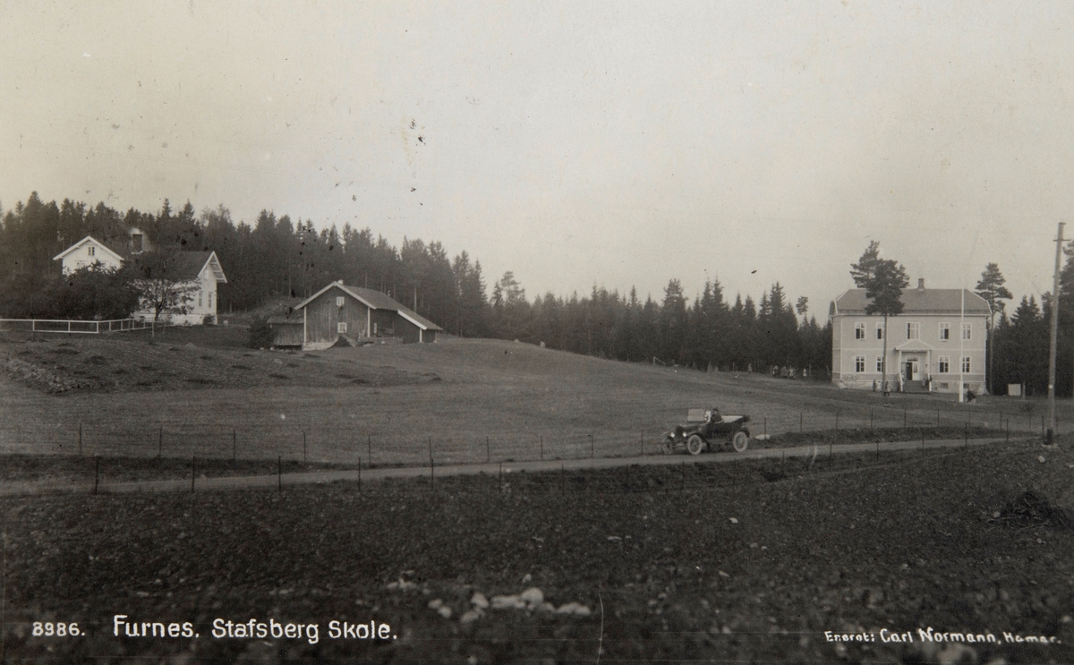 Postkort, Ringsaker, Furnes, Stavsberg skole,