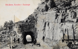 Postkort, Ringsaker, Furnes, Jessnes, tunnel gjennom Furuber