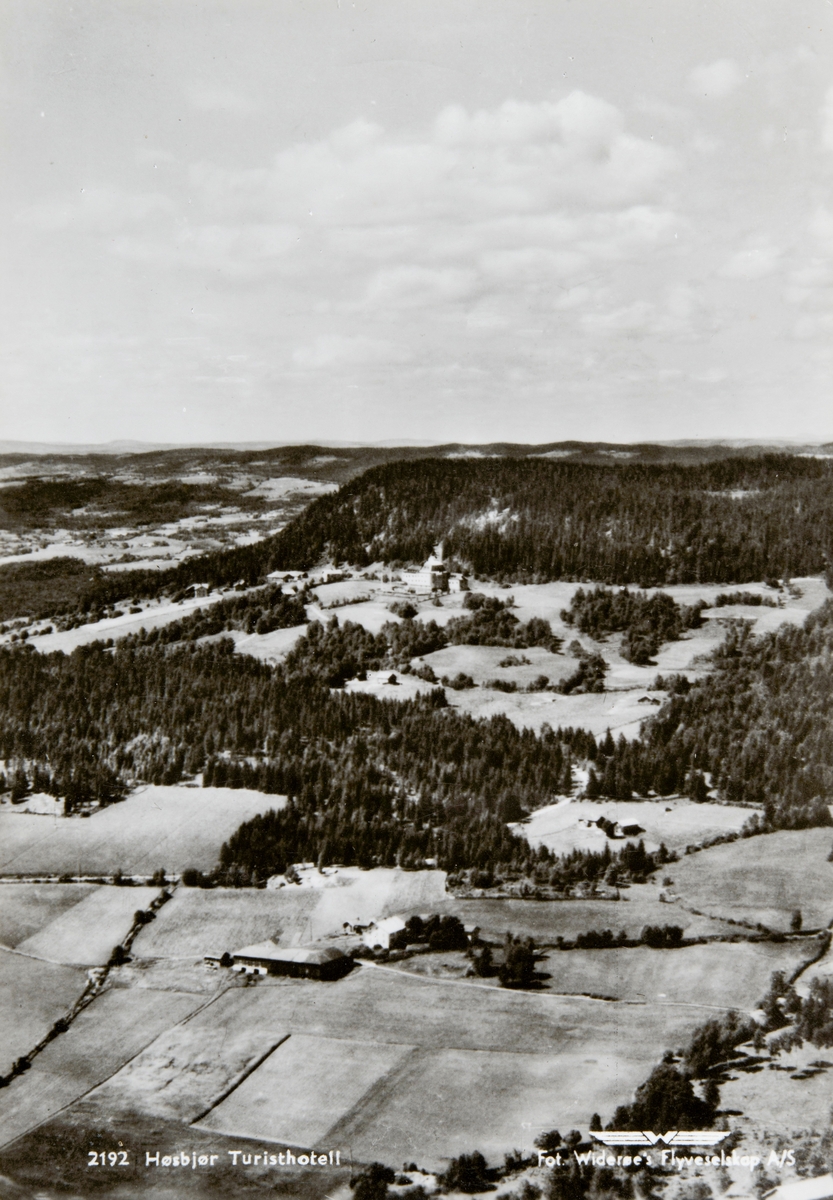 Postkort, Ringsaker, Furnes, Høsbjør Turisthotell, flyfoto,