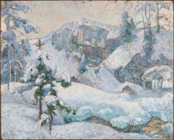 Vintermorgen ved Mesna [Olje på lerret]