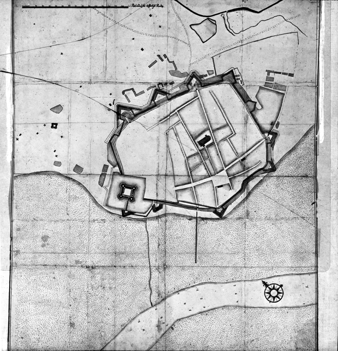 Karta över den medeltida staden Landskrona.