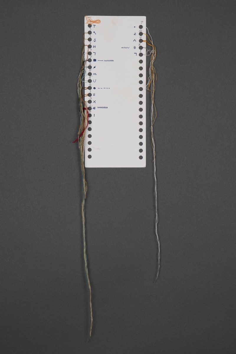 Broderi på papir av restetråder fra korsstingsbroderi påbegynt av kunstneren selv på et tidligere tidspunkt, fullført av kunstnerens mor en stund senere. Det opprinnelige broderisettet hadde tittelen "Vægbillede: Køkken", nummerert 12-479 av produsent Eva Rosenstand. Kunstner Tina Jonsbu har brodert verket "Køkken" til alle trådene er oppbrukt (foruten én tråd av hver farge som står igjen på trådkortet). Én farge er brodert av gangen med dobbel tråd, alle med startpunkt midt på arket. Trådendene er festet pent på baksiden av arket. Arkets proporsjoner forholder seg til det opprinnelige broderiets originalformat (55 x 75 cm), men har en størrelse som tar utgangspunkt i A6. I løpet av broderiprosessen har arket blitt så stivt og tykt at det har bøyd seg til en tredimensjonal skålform. Verkets motiv bærer originalintensjonen (en adapsjon av Carl Larssons kjente akvarell "Køket", 1898) vagt med seg, selv om det er abstrahert til det ugjenkjennelige. Sammen med broderiet, følger det gamle mønsterarket i posen fra Eva Rosenstand og to trådkort.