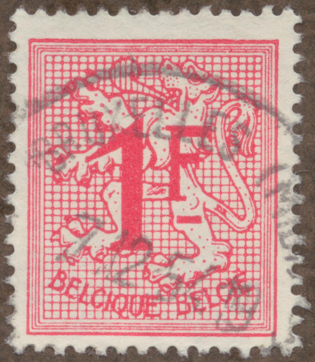 Frimärke ur Gösta Bodmans filatelistiska motivsamling, påbörjad 1950.
Frimärke från Belgien, 1950. Motiv av Belgiens Vapen- lejon