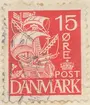 Frimärke ur Gösta Bodmans filatelistiska motivsamling, påbörjad 1950.
Frimärke från Danmark, 1927. Motiv av Krona -Karavell-