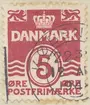 Frimärke ur Gösta Bodmans filatelistiska motivsamling, påbörjad 1950.
Frimärke från Danmark, 1933. Motiv av Krona Lejon. Våglinjer.