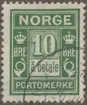 Frimärke ur Gösta Bodmans filatelistiska motivsamling, påbörjad 1950.
Frimärke från Norge, 1889. Motiv av Kronor och Posthorn Postsymbol