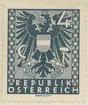 Frimärke ur Gösta Bodmans filatelistiska motivsamling, påbörjad 1950.
Frimärke från Österrike, 1945. Motiv av Österrikes Vapen: Örn