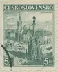 Frimärke ur Gösta Bodmans filatelistiska motivsamling, påbörjad 1950.
Frimärke från Tscheckoslovakiet, 1936. Motiv av Staden Olmütz