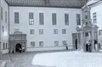 Kalmar slott. Södra fasaden med återställd kvaderstensmålning.