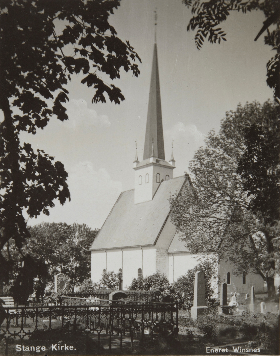 Postkort, Stange kirke, eksteriør,