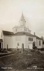 Postkort, Stange, Tangen kirke, eksteriør,