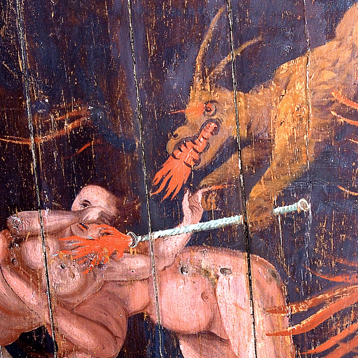 Takmålningar i Gräsmarks kyrka av Erik Jonaeus föreställande Yttersta domen.
