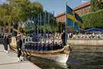 Tur med Ångslup 45 från fartygspiren, Galärvarvet till Stockholms stadshus som fyller 100 år. Möter där upp kungaslupen Vasaorden som ska transportera kungaparet från Riddarholmen till Stockholms stadshus.