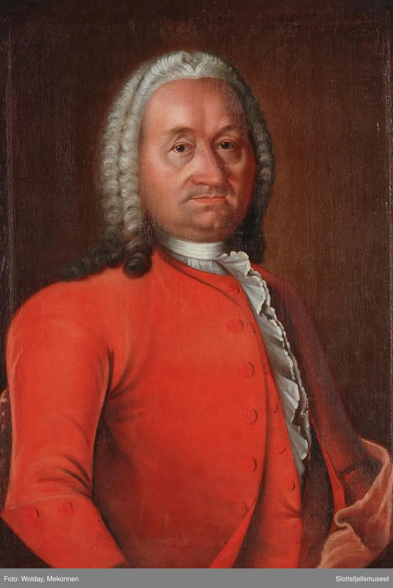 Mannsportrett i halvfigur. Byfogd i Tønsberg (1737-74) Niels Jørgen Schindtler.