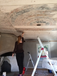 Takmålning utförd av Olof Dahlström på gården Där Väst i Bob