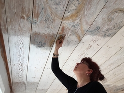 Takmålning utförd av Olof Dahlström på gården Där Väst i Bob