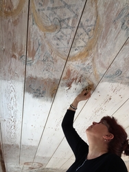 Takmålning utförd av Olof Dahlström på gården Där Väst i Bob