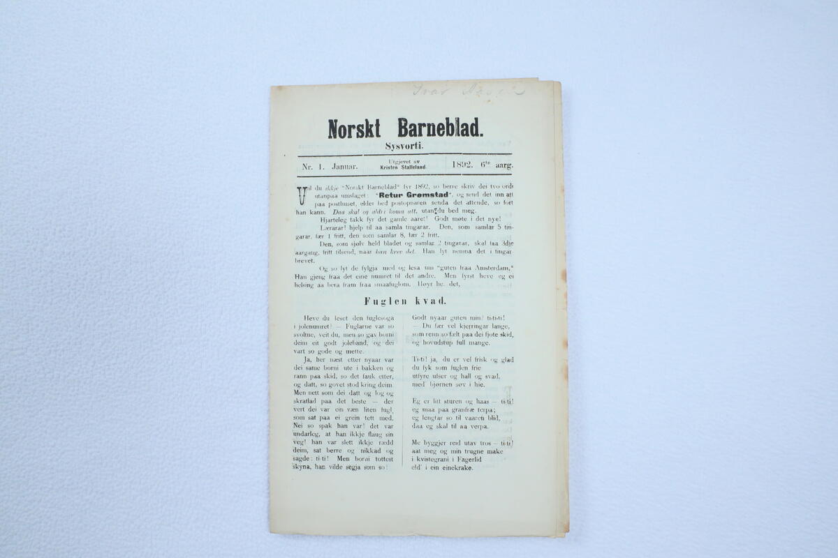 Tidsskrift frå boksamlinga til Ivar Aasen