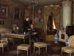 Guldsmeden Sam Pettersson och hustru Hilma Carlsson [Oljemål