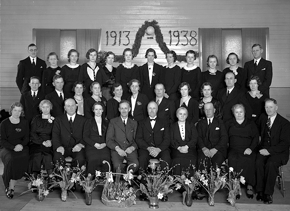 Kör-jubileum, 25 år. 1913 - 1938.
Fotografens ant:Hoflanda Missionsför. Sångkör.