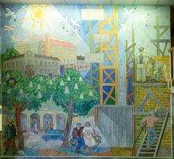 Väggmålning i CGC i Karlstad av Oscar Jonsson.