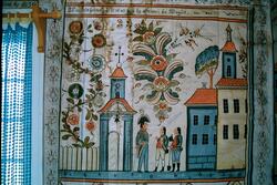 Interiört måleri på gården Hagen. Väggmålningarna är utförda