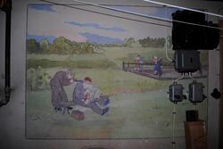 Väggmålningar med militärmotiv, troligen i Årjäng.