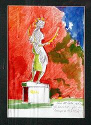 Sola i Karlstad, skiss [Blandteknik]